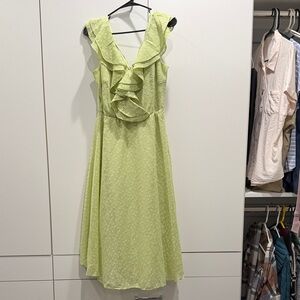Elegant Lime Green Ruffle Dress